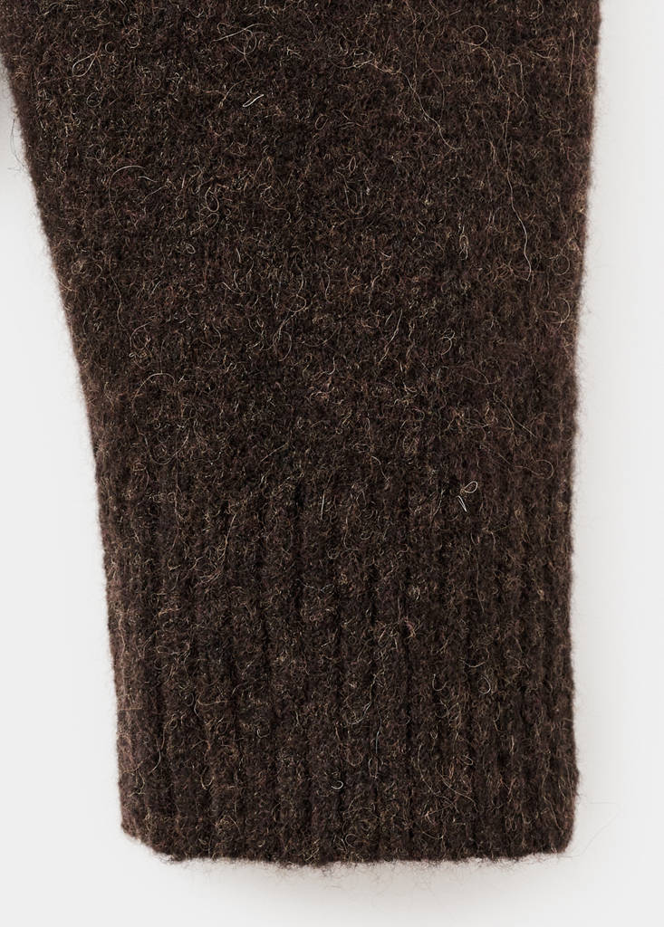 Knitted wool blend cardigan — Brown