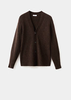 Knitted wool blend cardigan — Brown 15