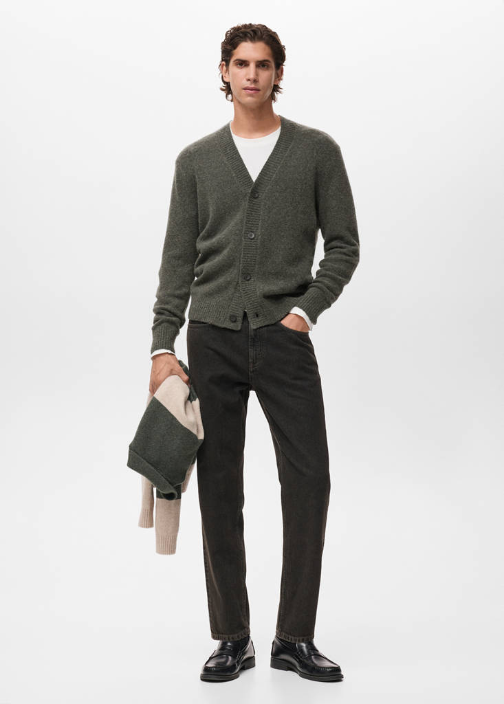 Knitted wool blend cardigan — Dark Green