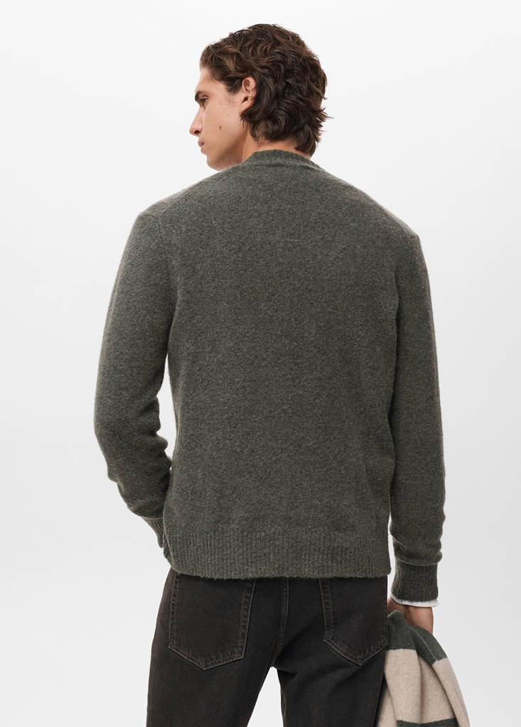 Knitted wool blend cardigan — Dark Green