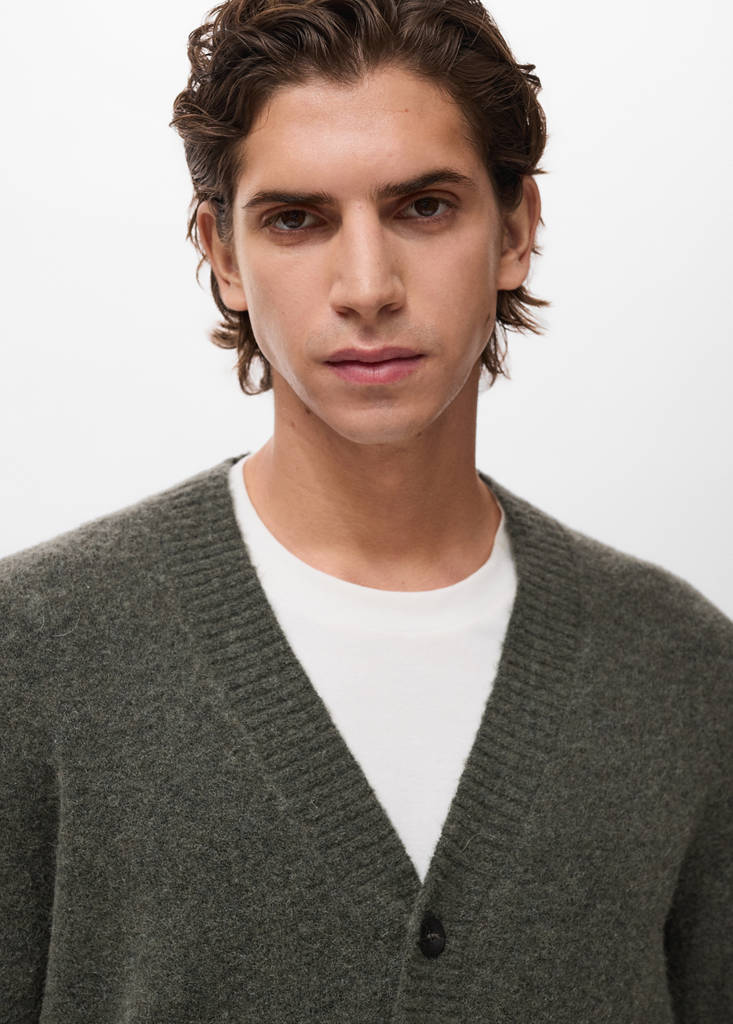 Knitted wool blend cardigan — Dark Green