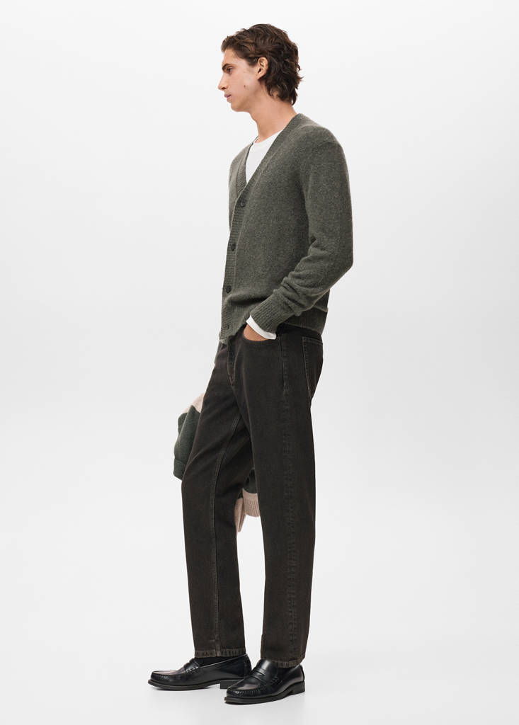 Knitted wool blend cardigan — Dark Green