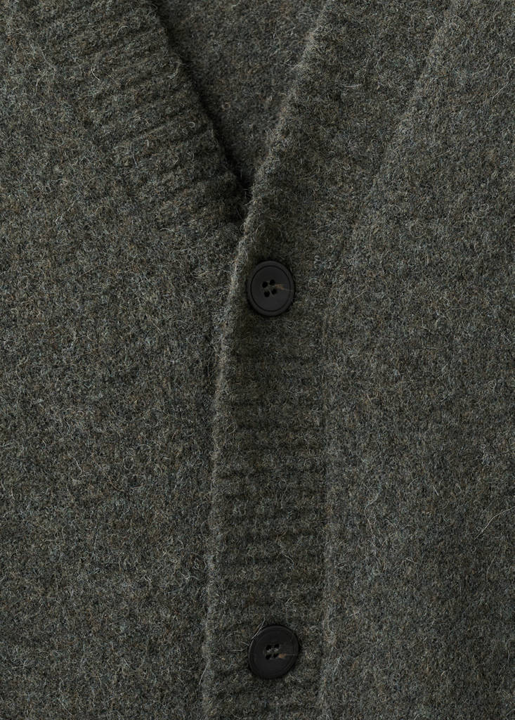 Knitted wool blend cardigan — Dark Green