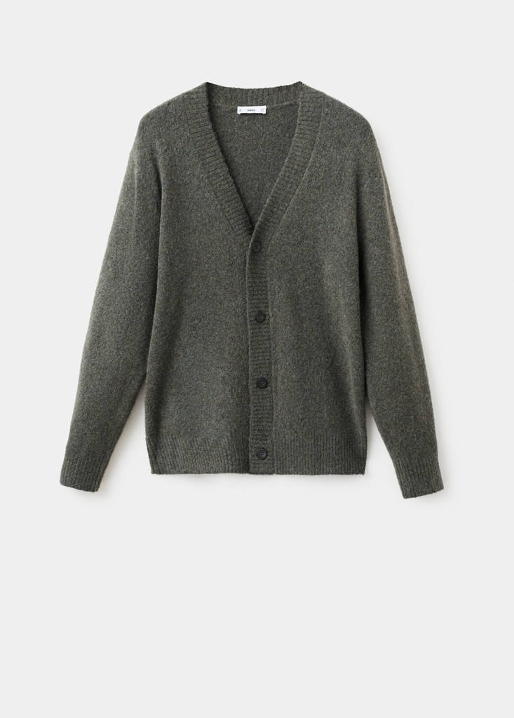 Knitted wool blend cardigan — Dark Green