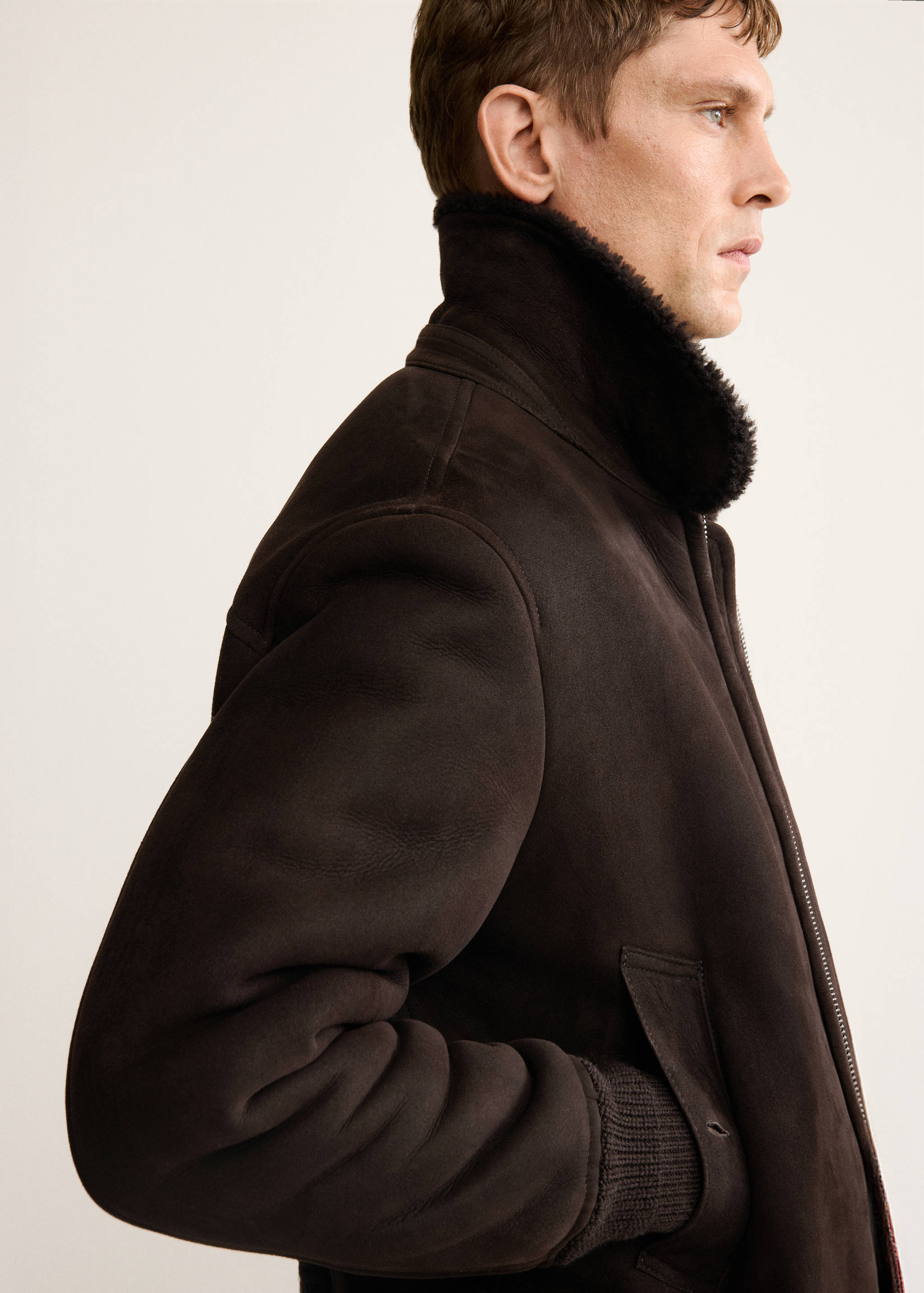 100% suede shearling bomber jacket - Details of the article 1