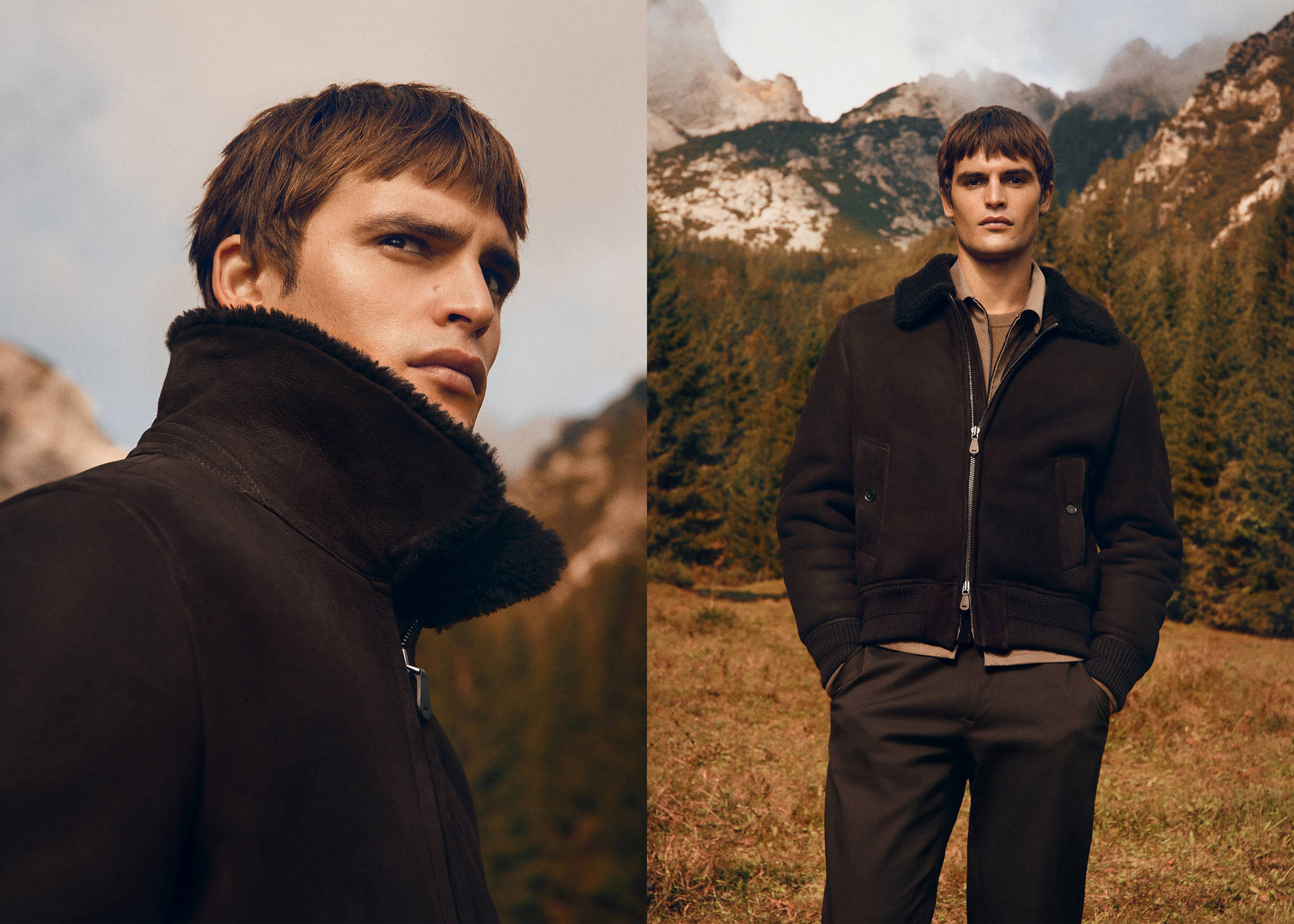 100% suede shearling bomber jacket - Panoramic plane