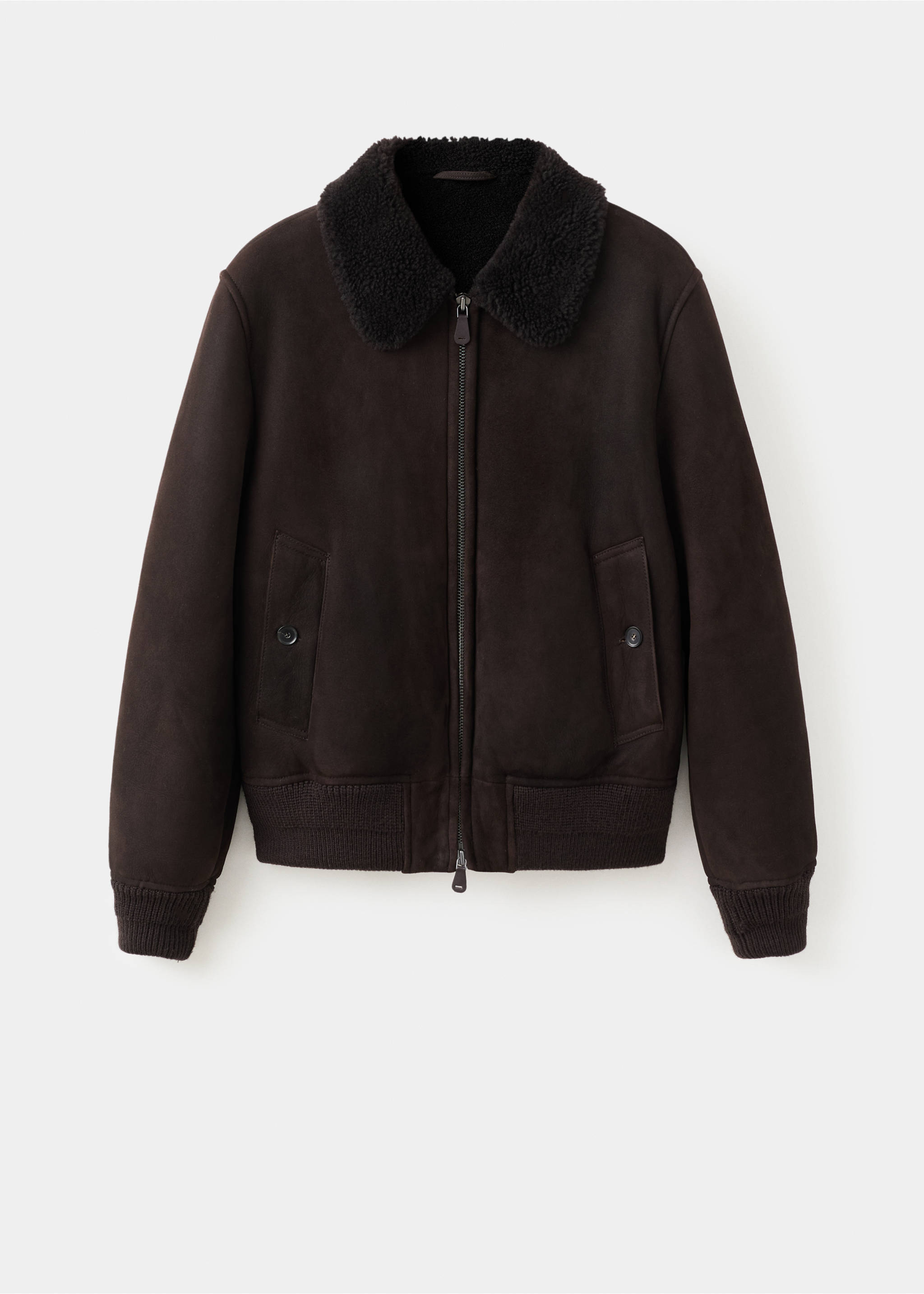 100% suede shearling bomber jacket - Article without model, Brown. Ref: 17097897-00.