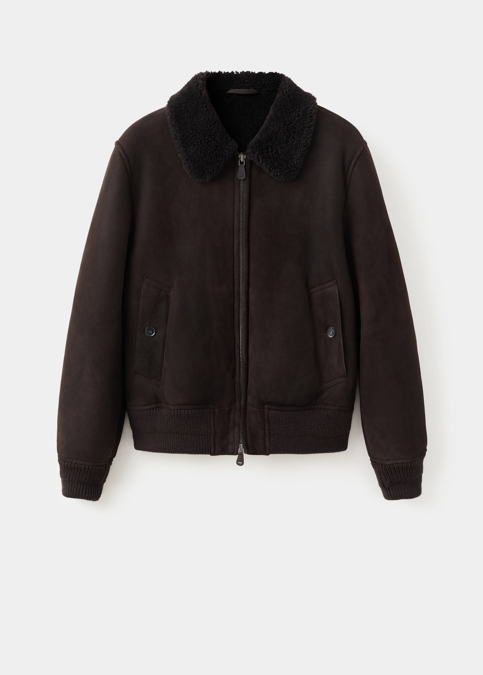 100% suede shearling bomber jacket - Article without model
