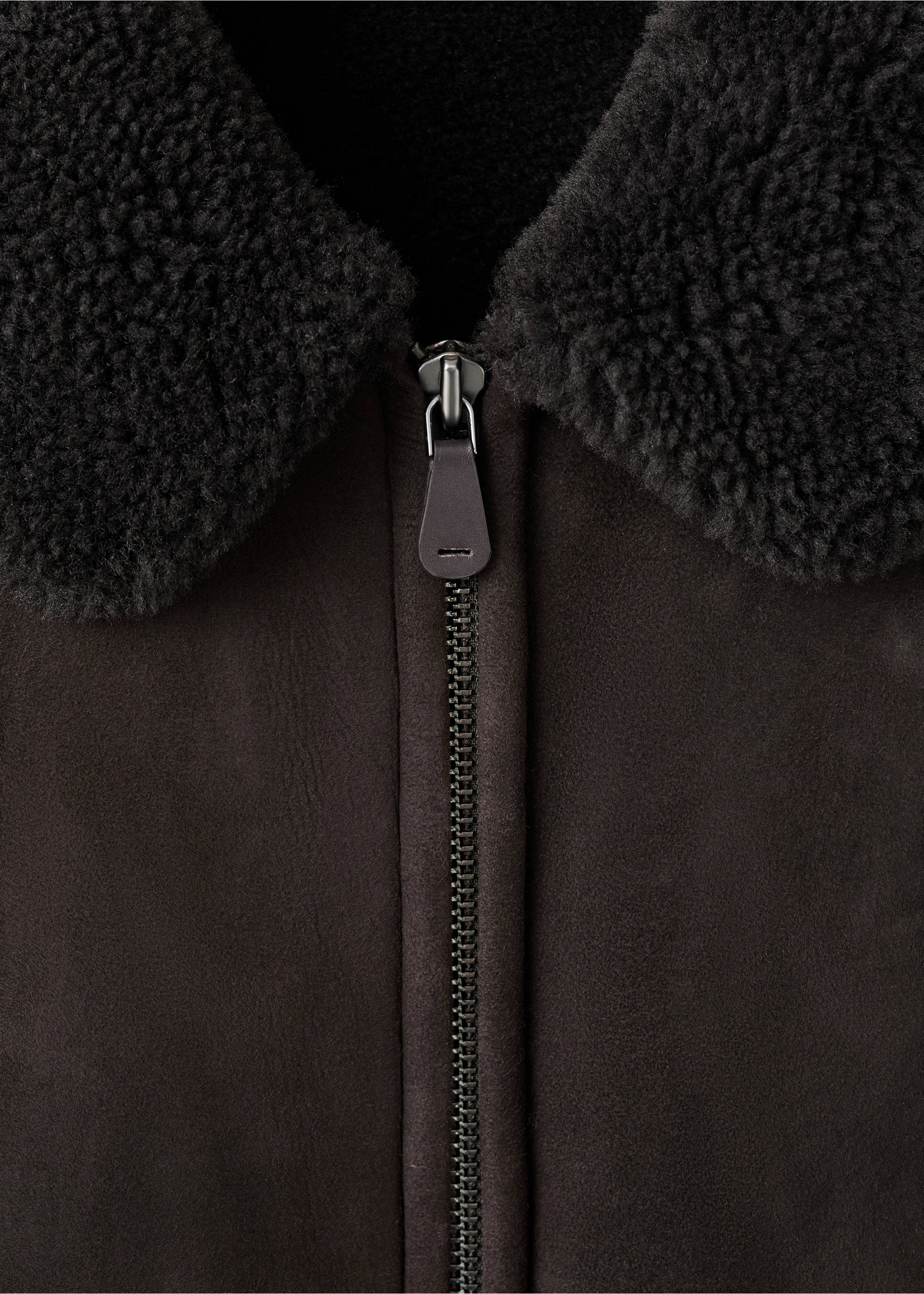 100% suede shearling bomber jacket - Details of the article 8, Brown. Ref: 17097897-00.