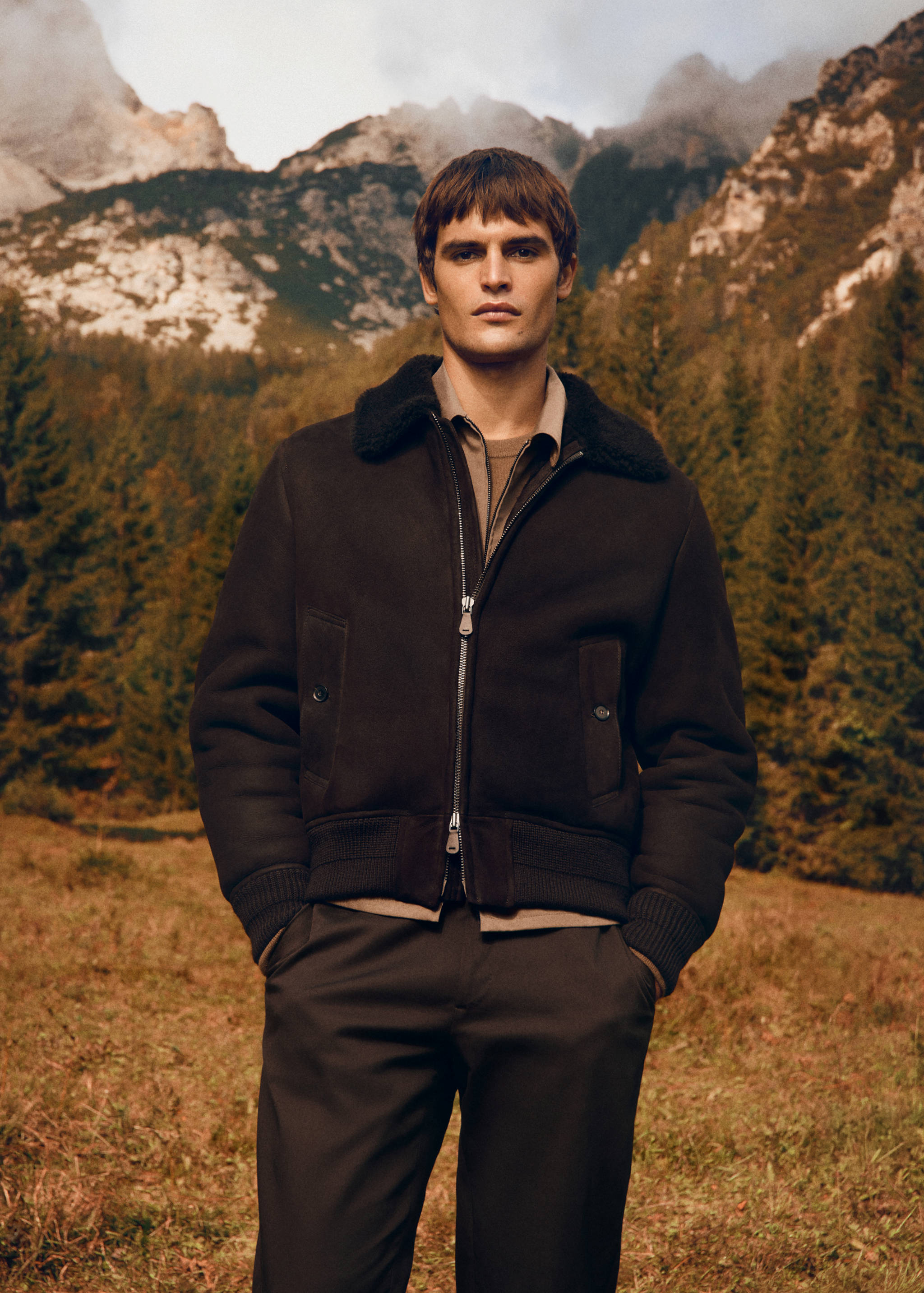 100% suede shearling bomber jacket - Details of the article 9