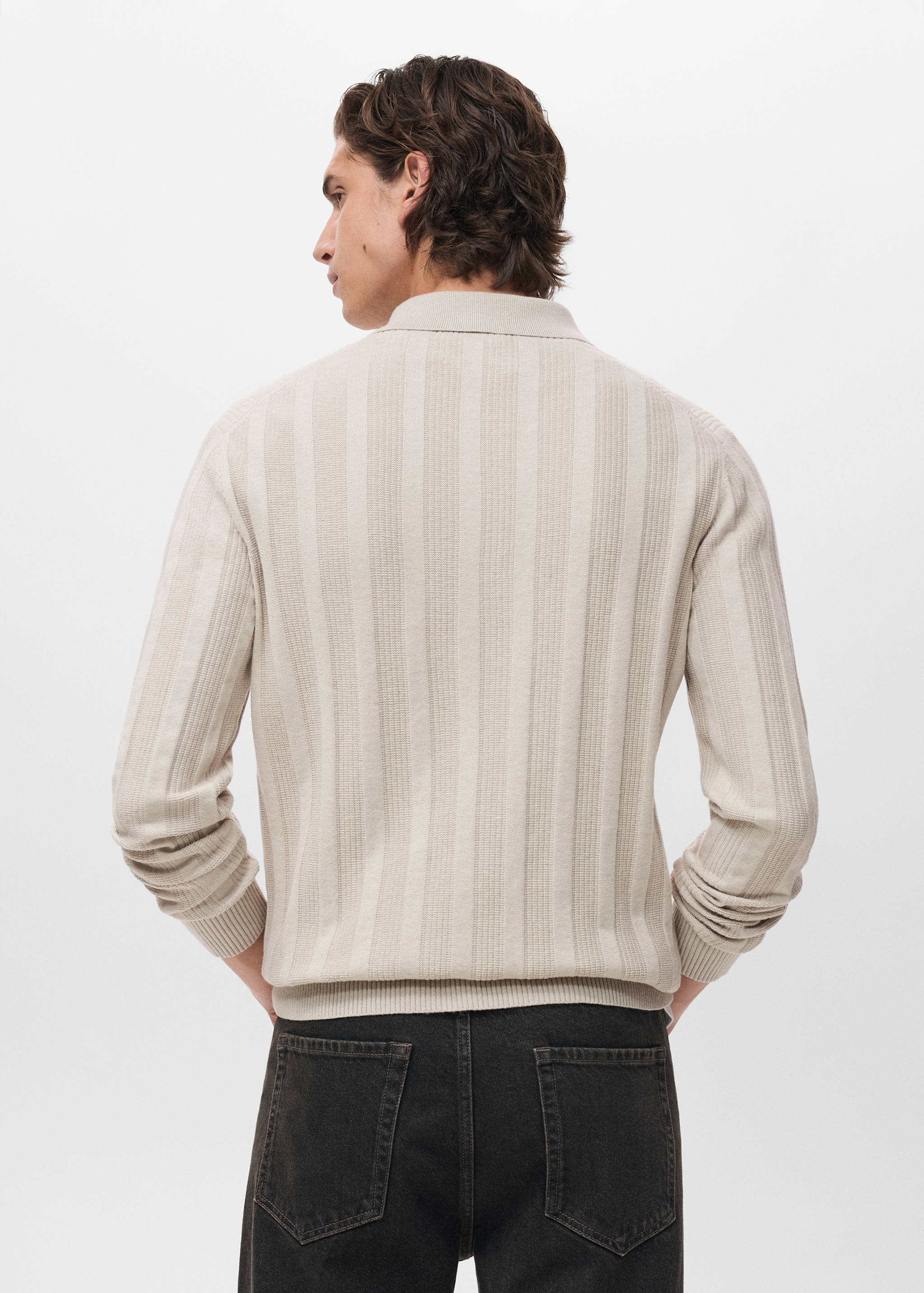 Ribbed knitted polo sweater - Reverse of the article