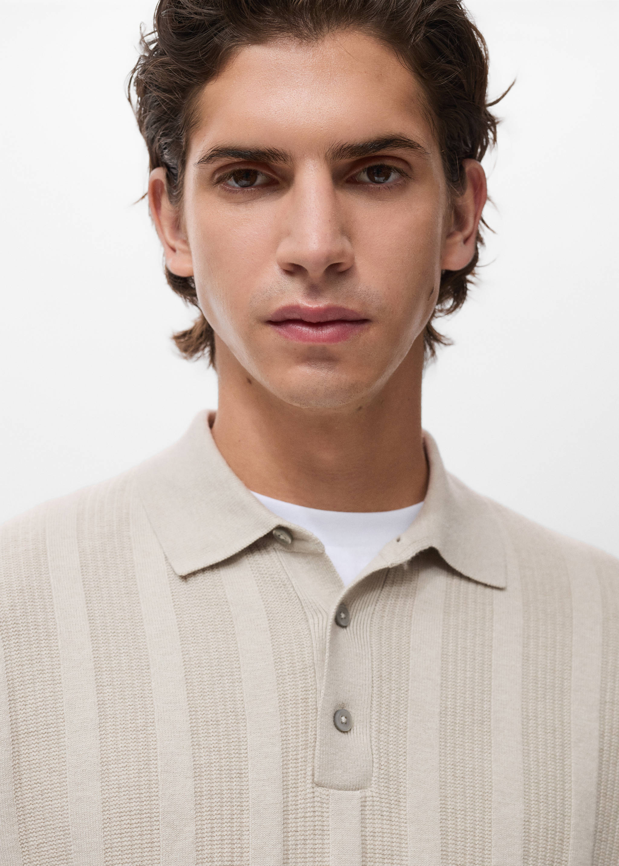 Ribbed knitted polo sweater - Details of the article 1