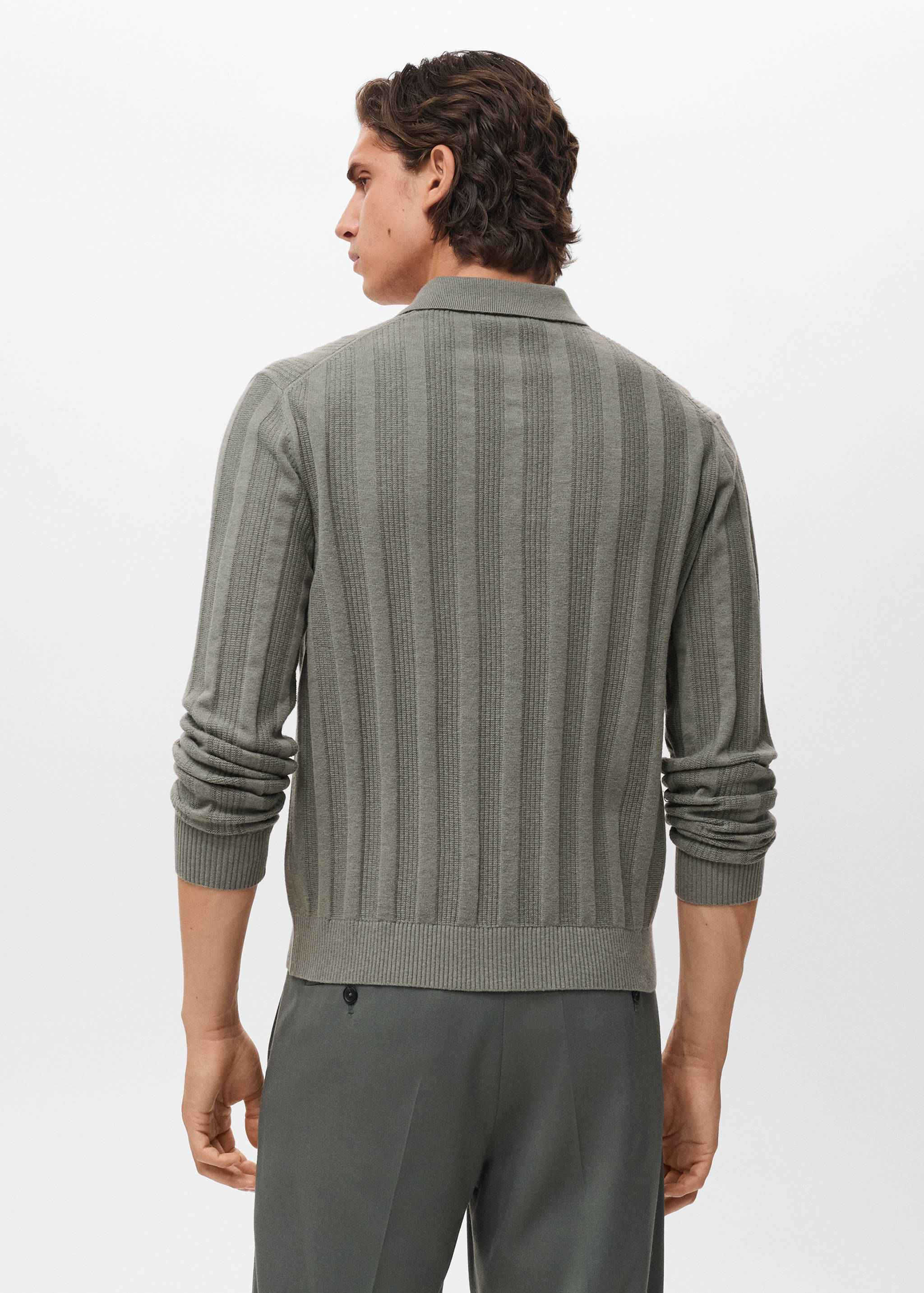 Ribbed knitted polo sweater - Reverse of the article