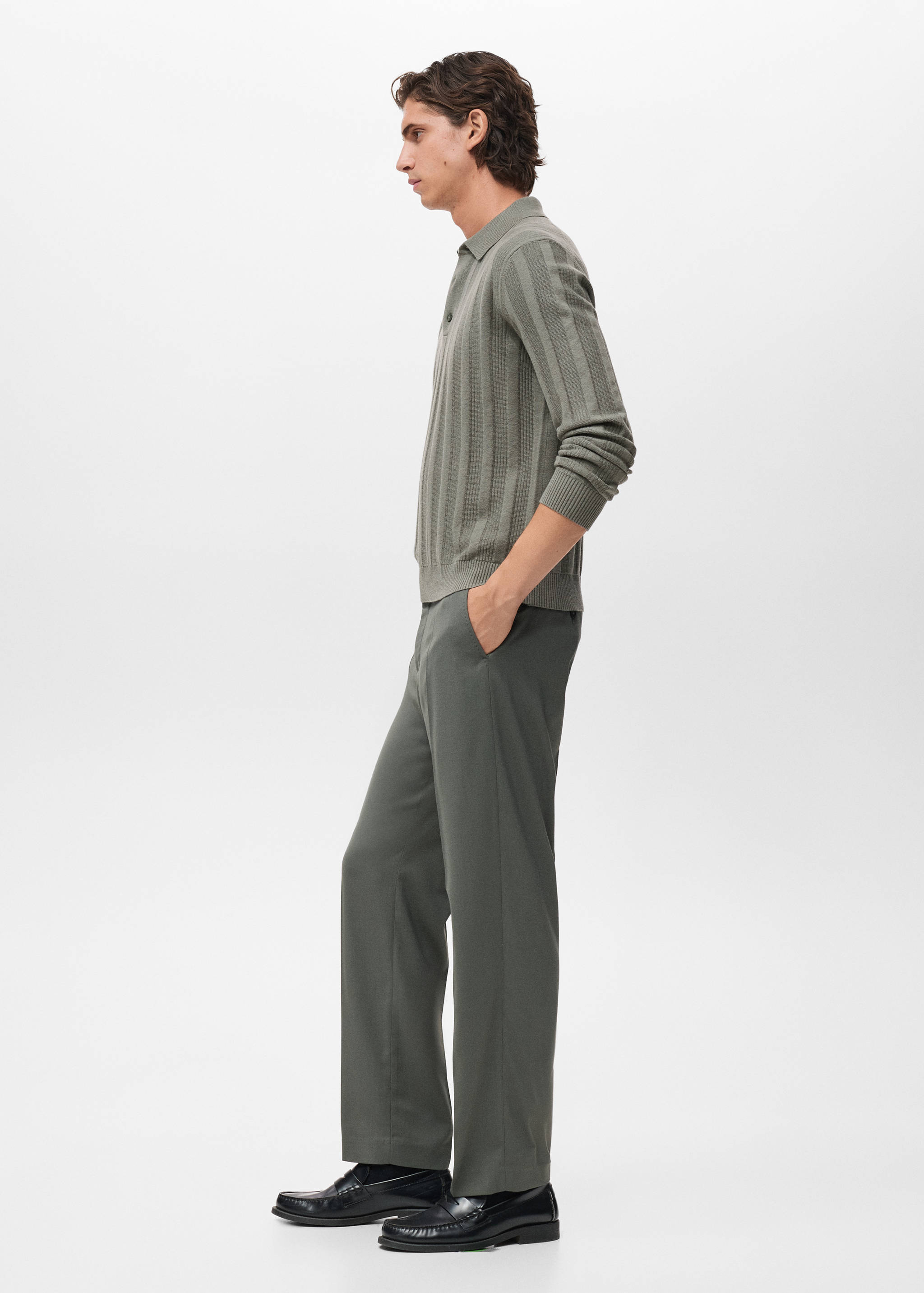 Ribbed knitted polo sweater - Details of the article 2