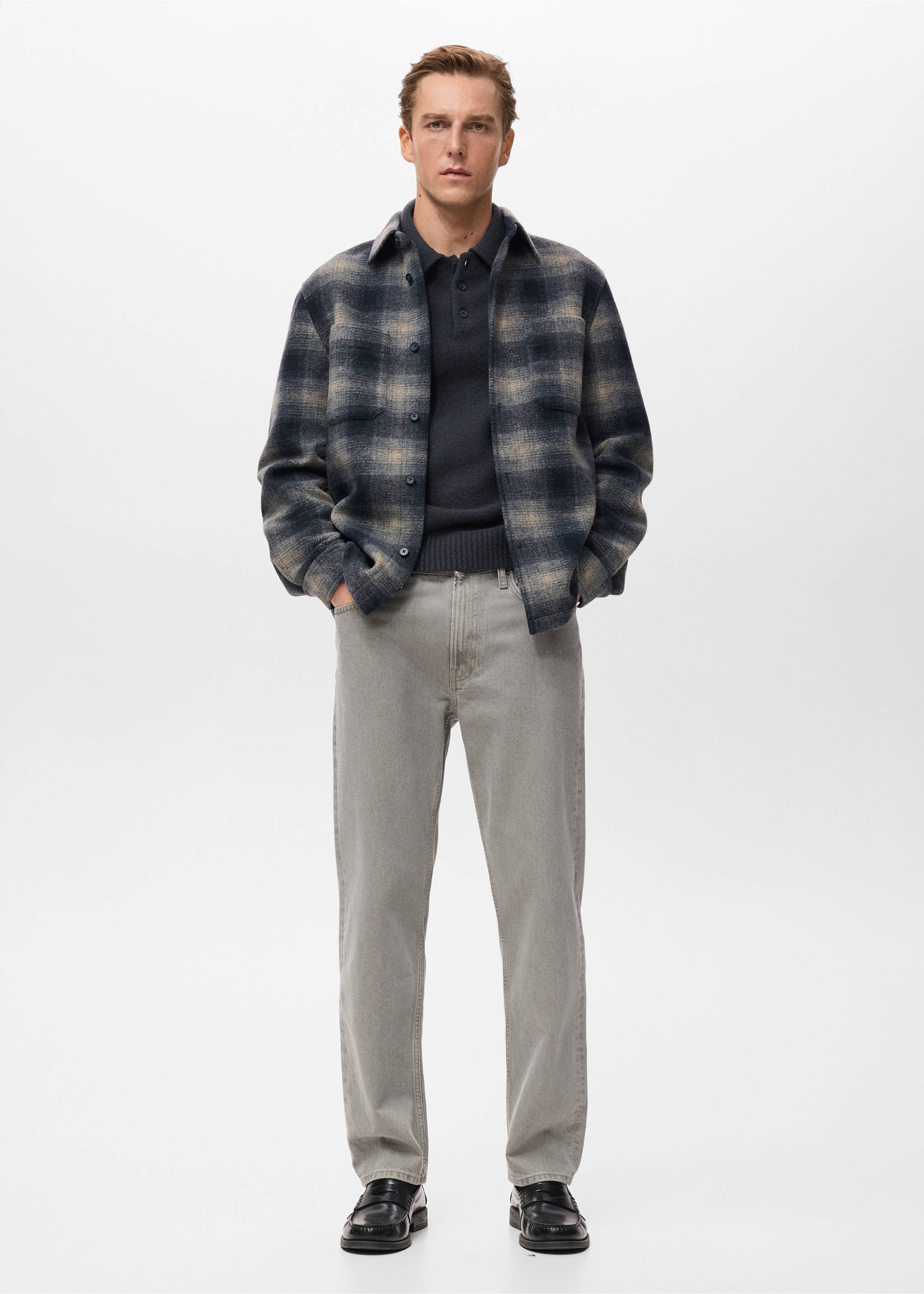 Верхняя рубашка в клетку с карманами - Общий план, Глубокий темно-синий. Ref: 17097900-00.