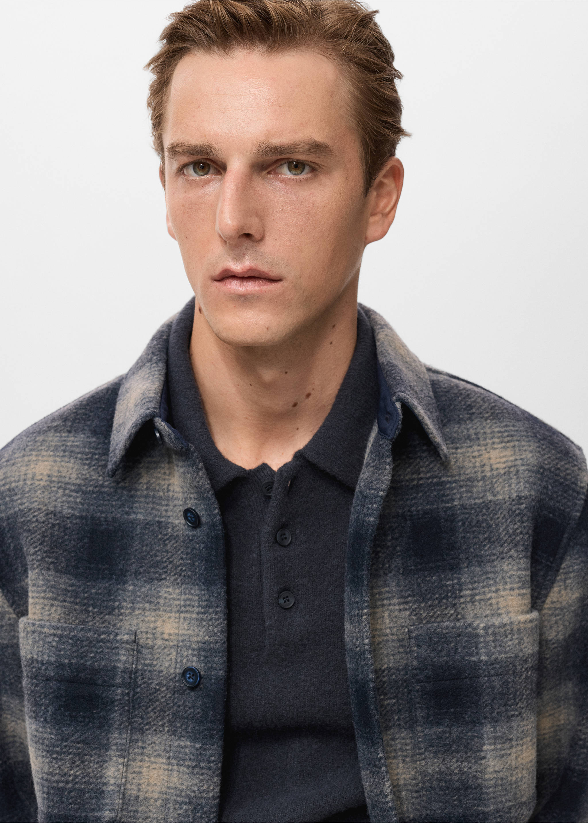 Верхняя рубашка в клетку с карманами - Деталь изделия 1, Глубокий темно-синий. Ref: 17097900-00.