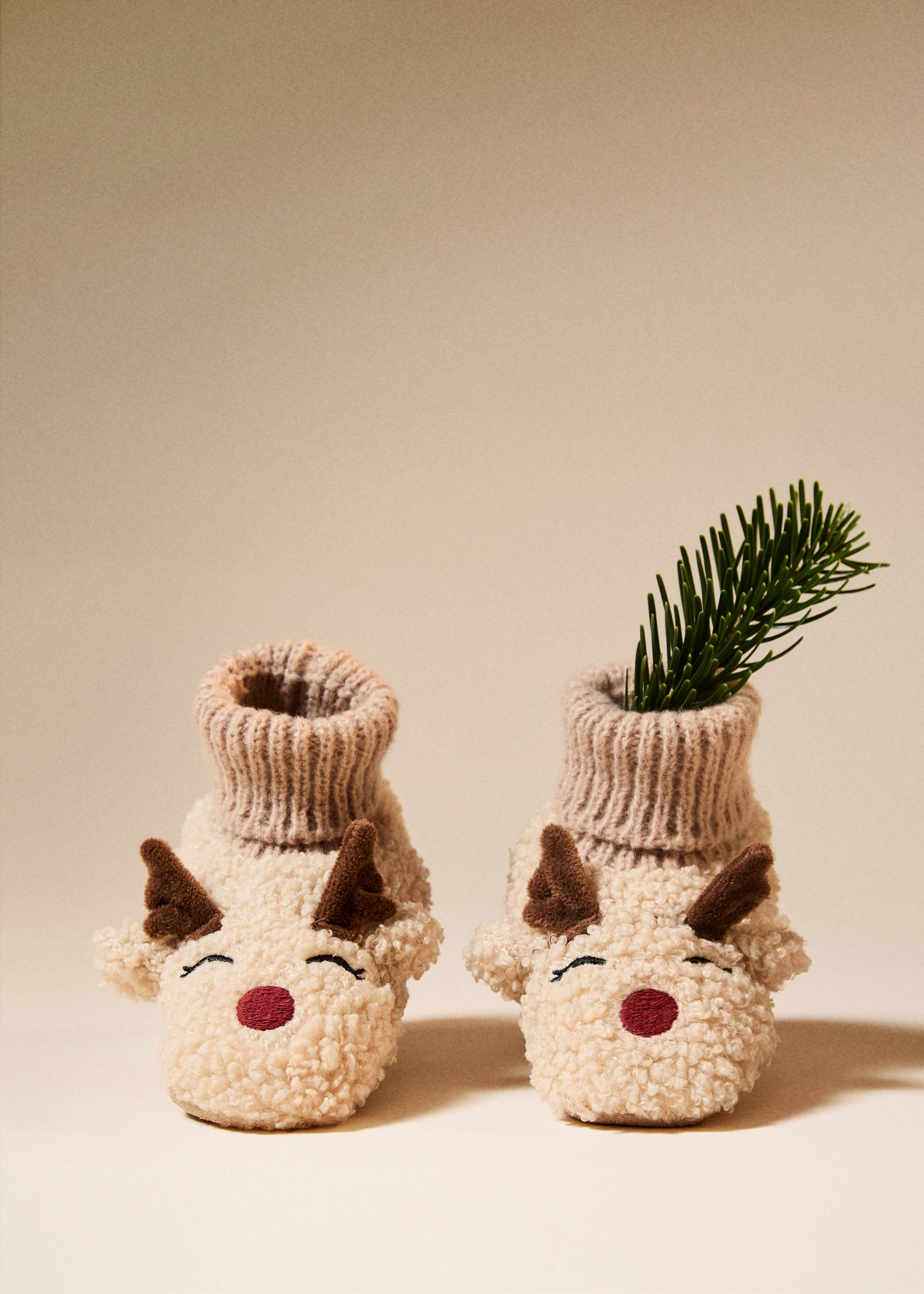 Rénszarvas báránybőr babacipő - Általános sík