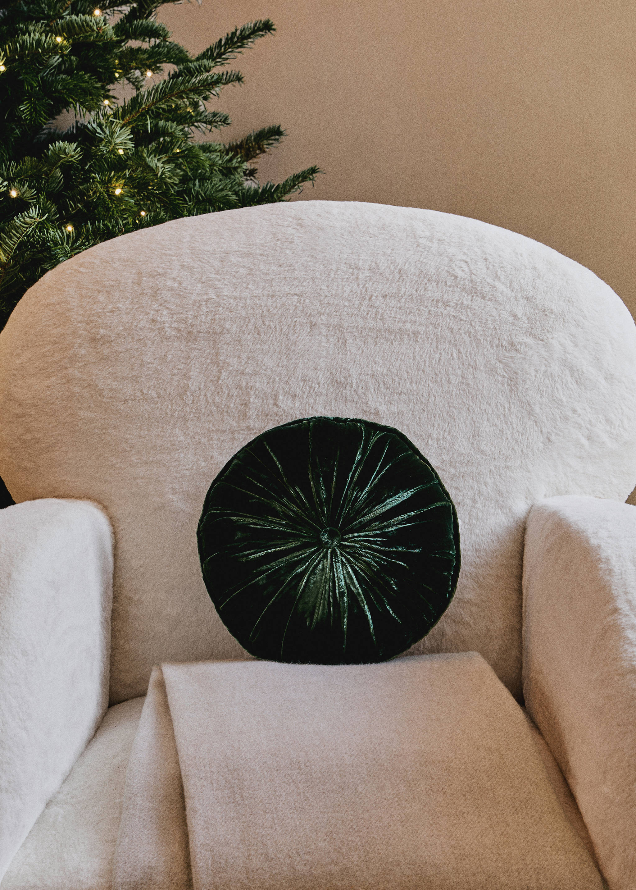 Round velvet silk cushion - General plane
