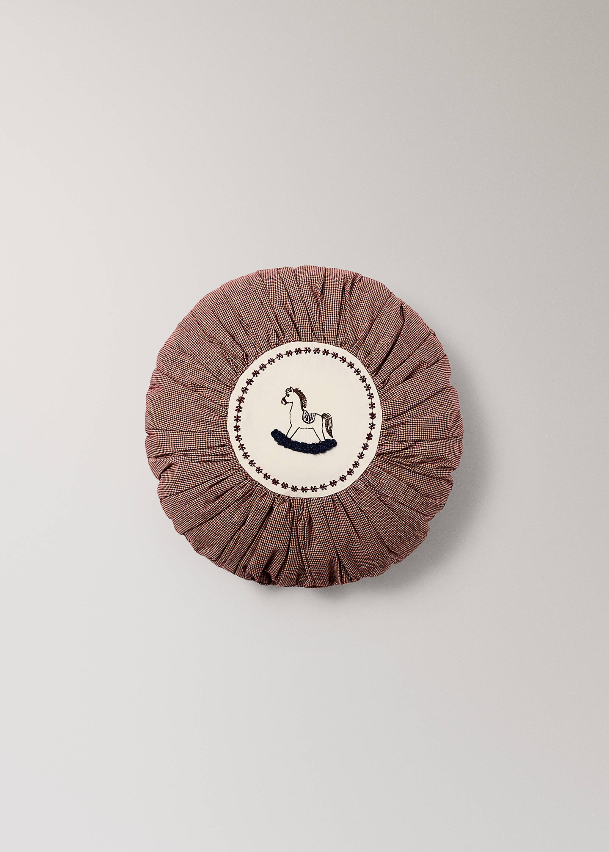 Round children's cushion, cotton, embroidered detail - Article without model