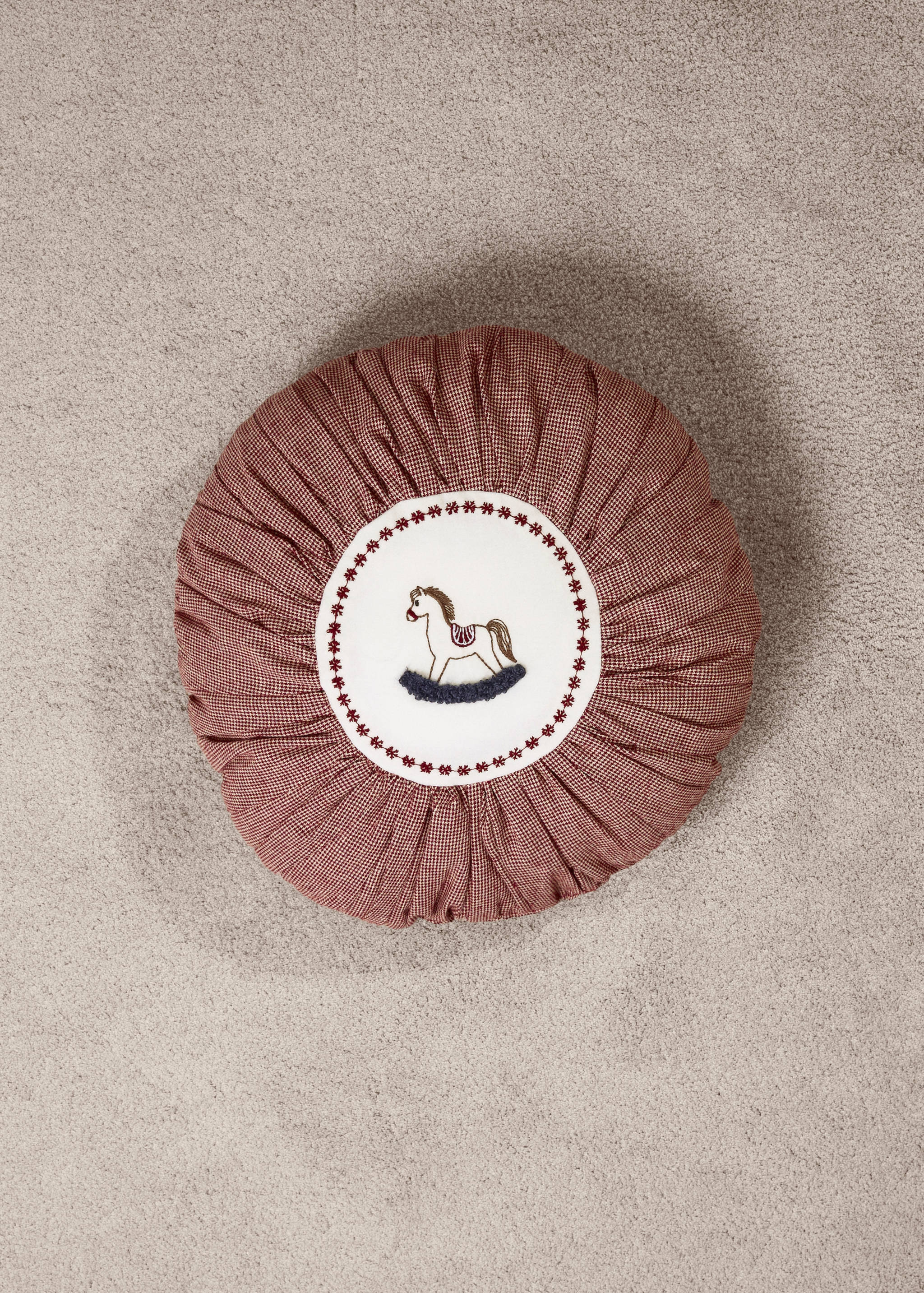 Round children's cushion, cotton, embroidered detail - Details of the article 9