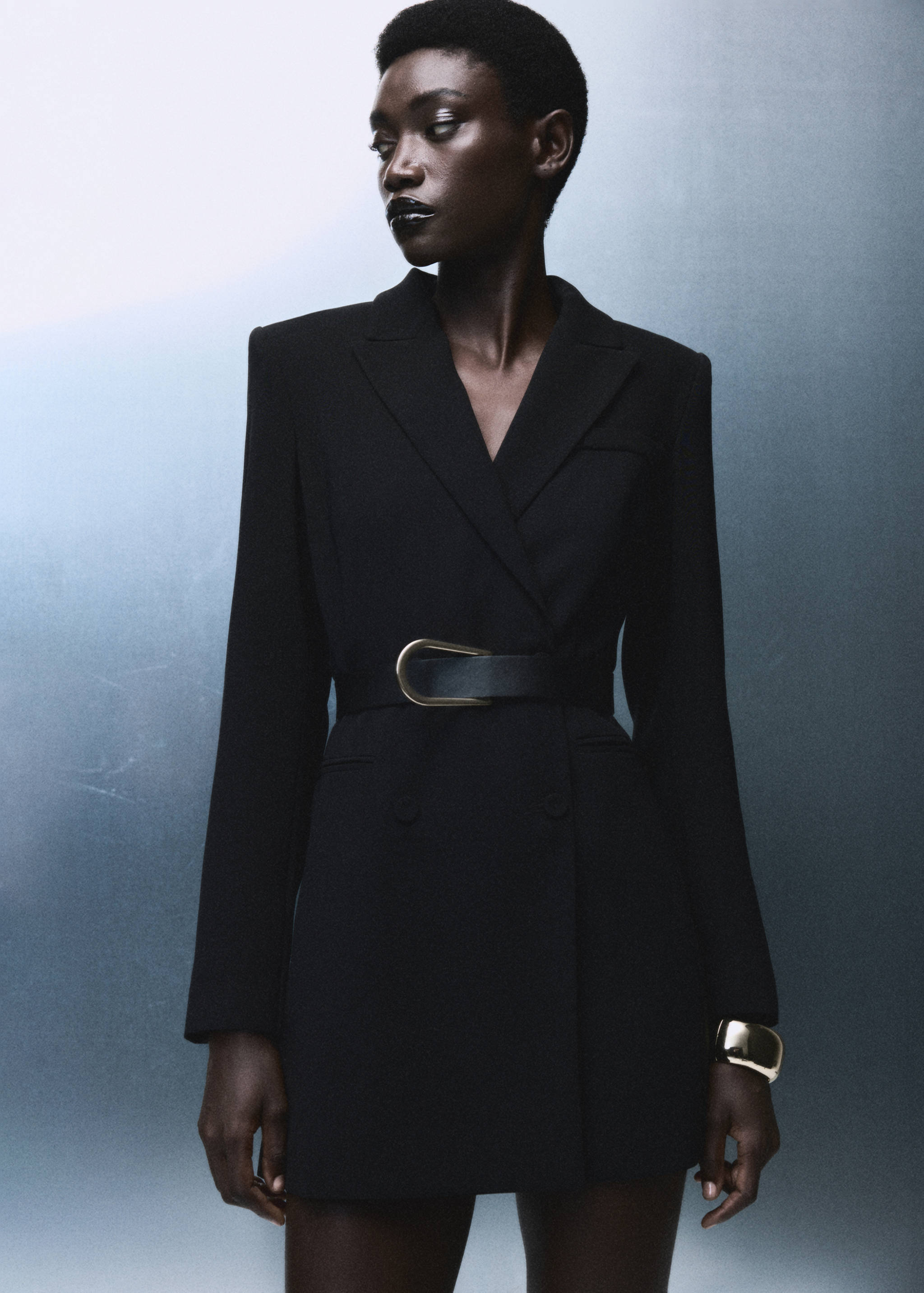 Blazer-style dress with belt - Medium plane