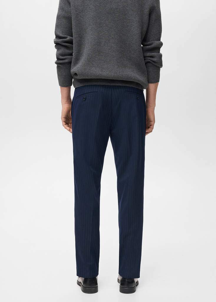 Striped slim-fit trousers — Night Blue