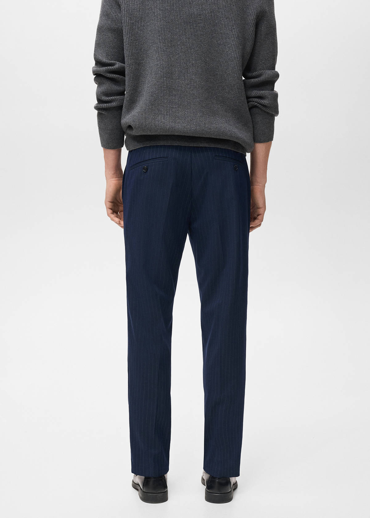 Striped slim-fit trousers — Night Blue