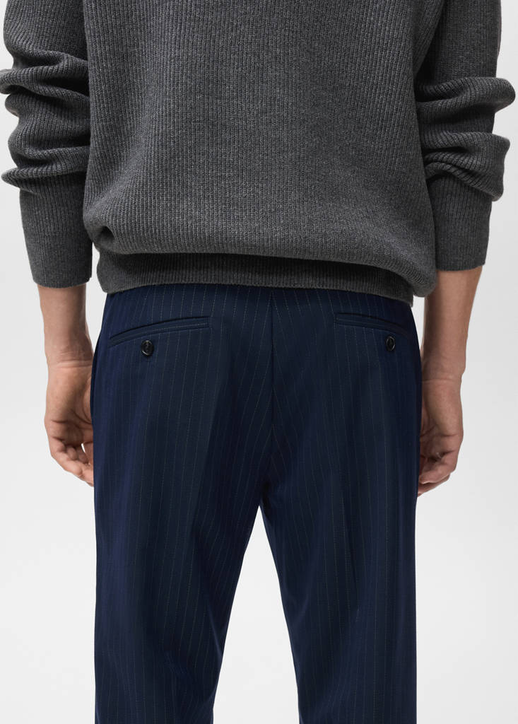 Striped slim-fit trousers — Night Blue