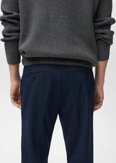 Striped slim-fit trousers — Night Blue 6