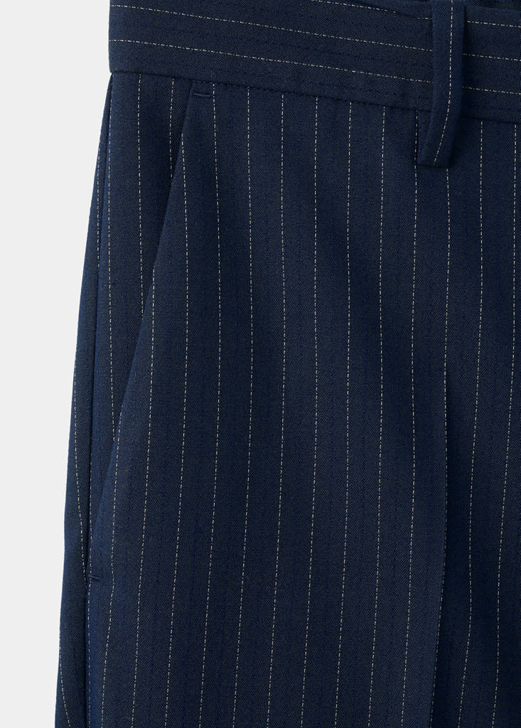 Striped slim-fit trousers — Night Blue