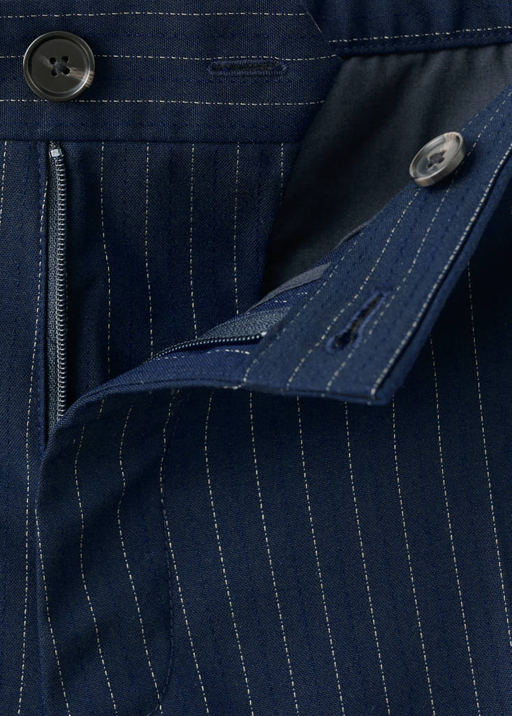 Striped slim-fit trousers — Night Blue