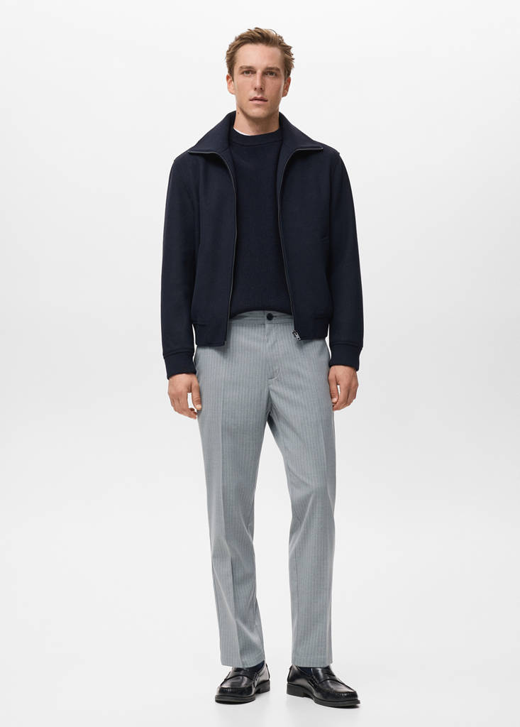 Striped slim-fit trousers — Grey
