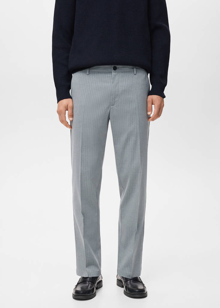 Striped slim-fit trousers — Grey