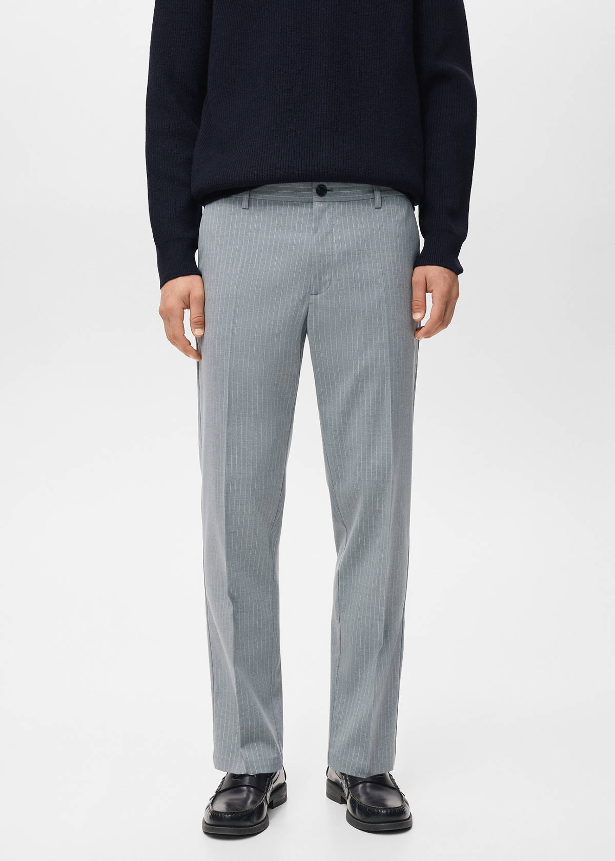 Striped slim-fit trousers — Grey
