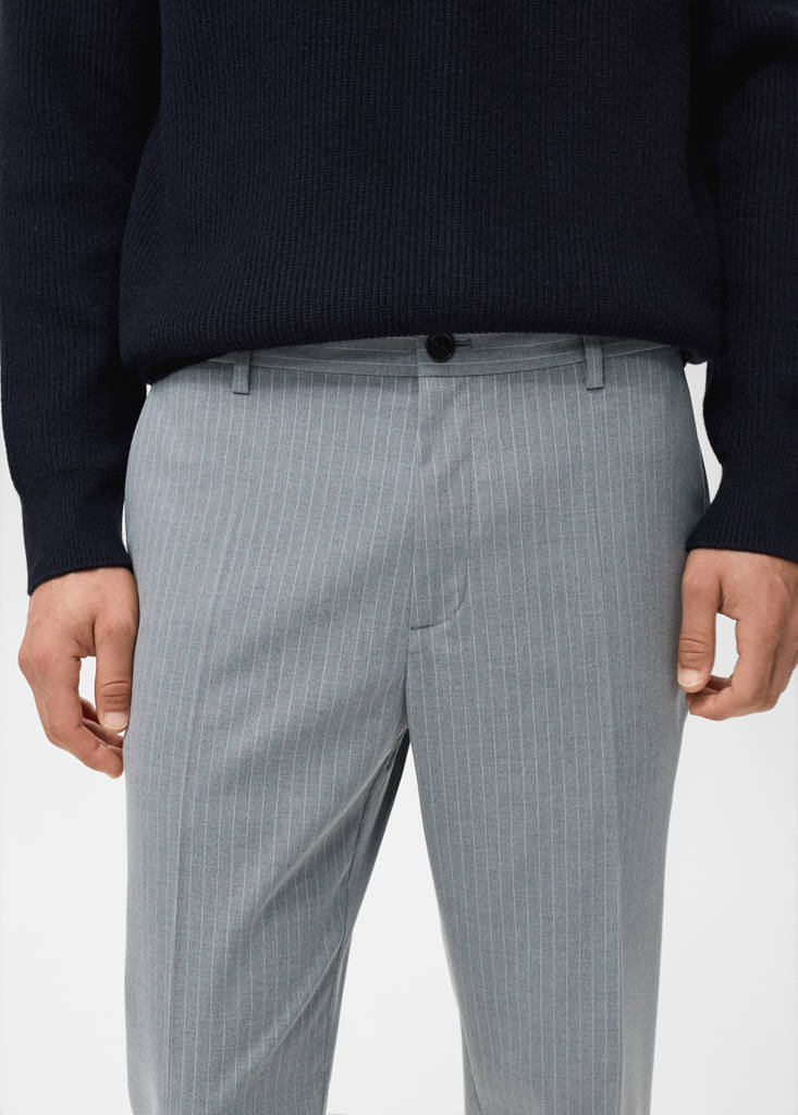 Striped slim-fit trousers — Grey