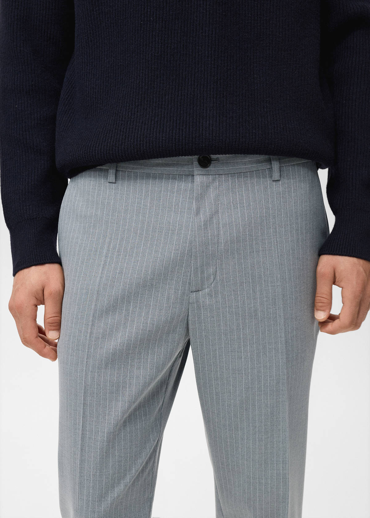 Striped slim-fit trousers — Grey