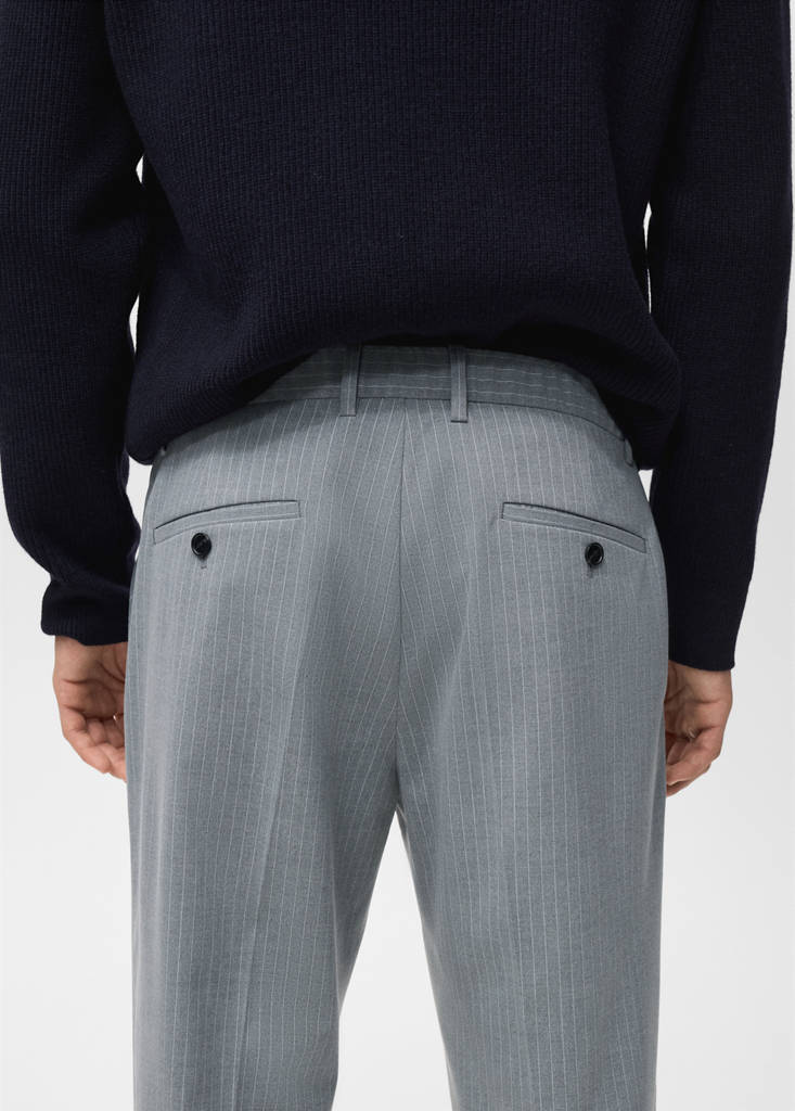 Striped slim-fit trousers — Grey