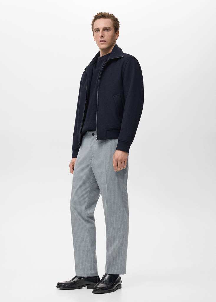Striped slim-fit trousers — Grey