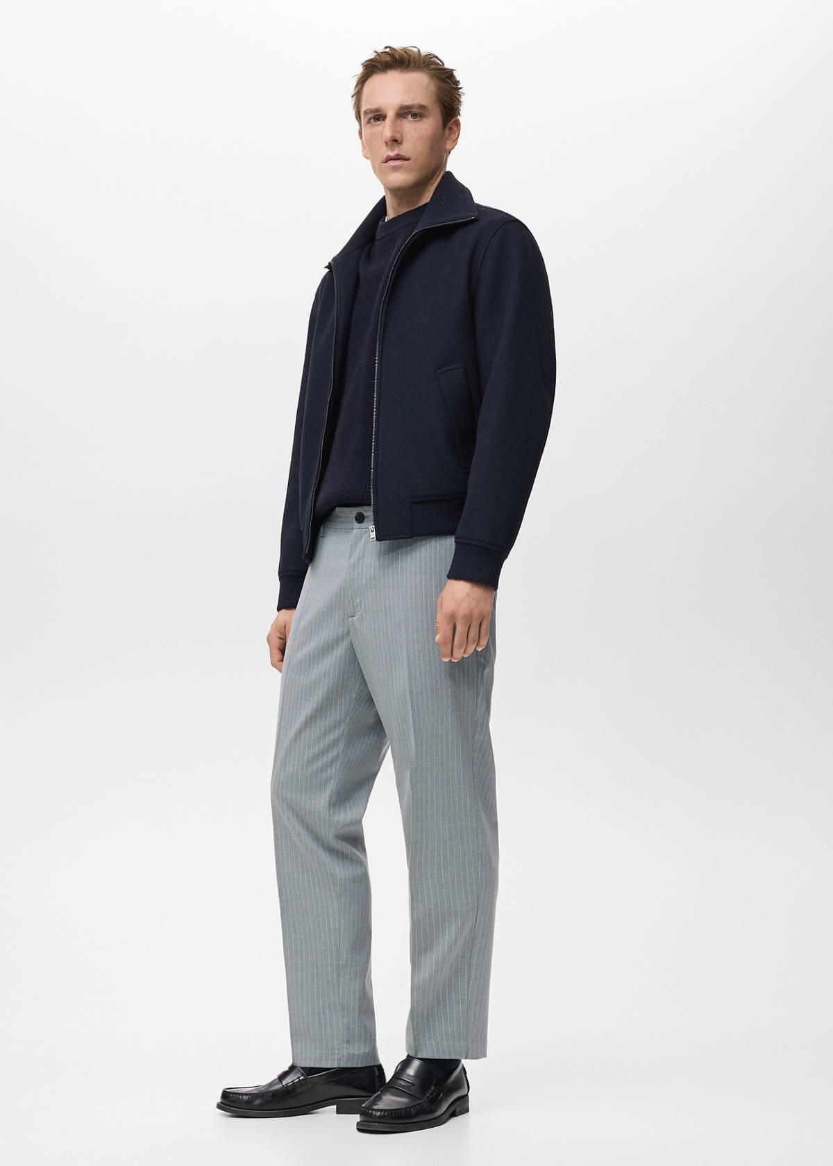 Striped slim-fit trousers — Grey