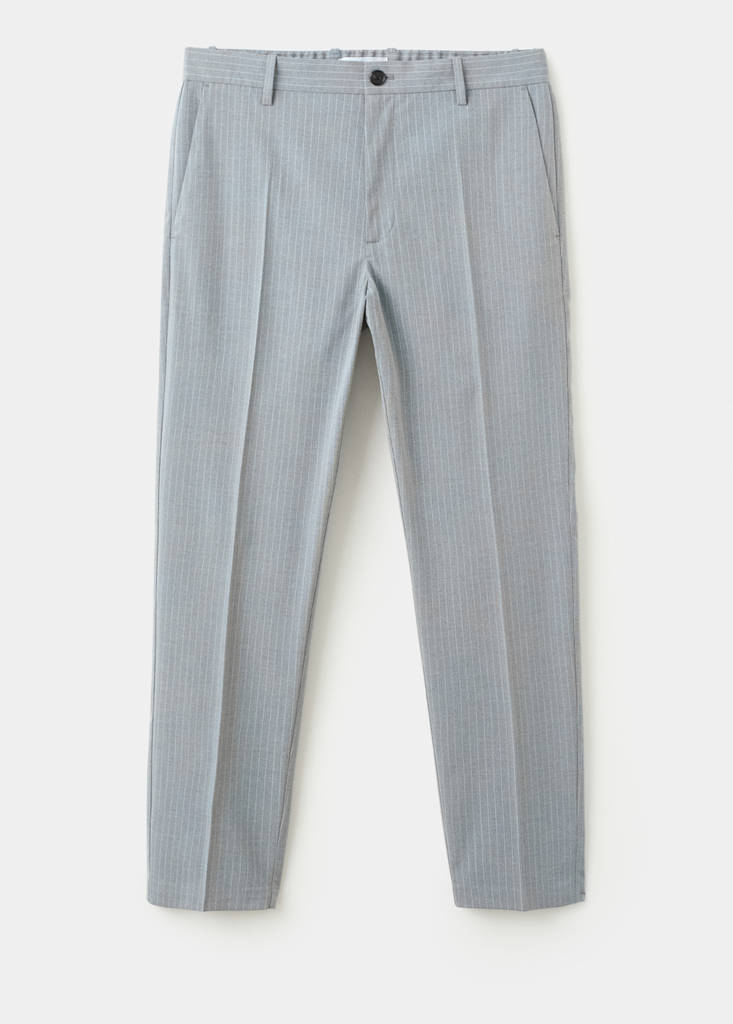 Striped slim-fit trousers — Grey