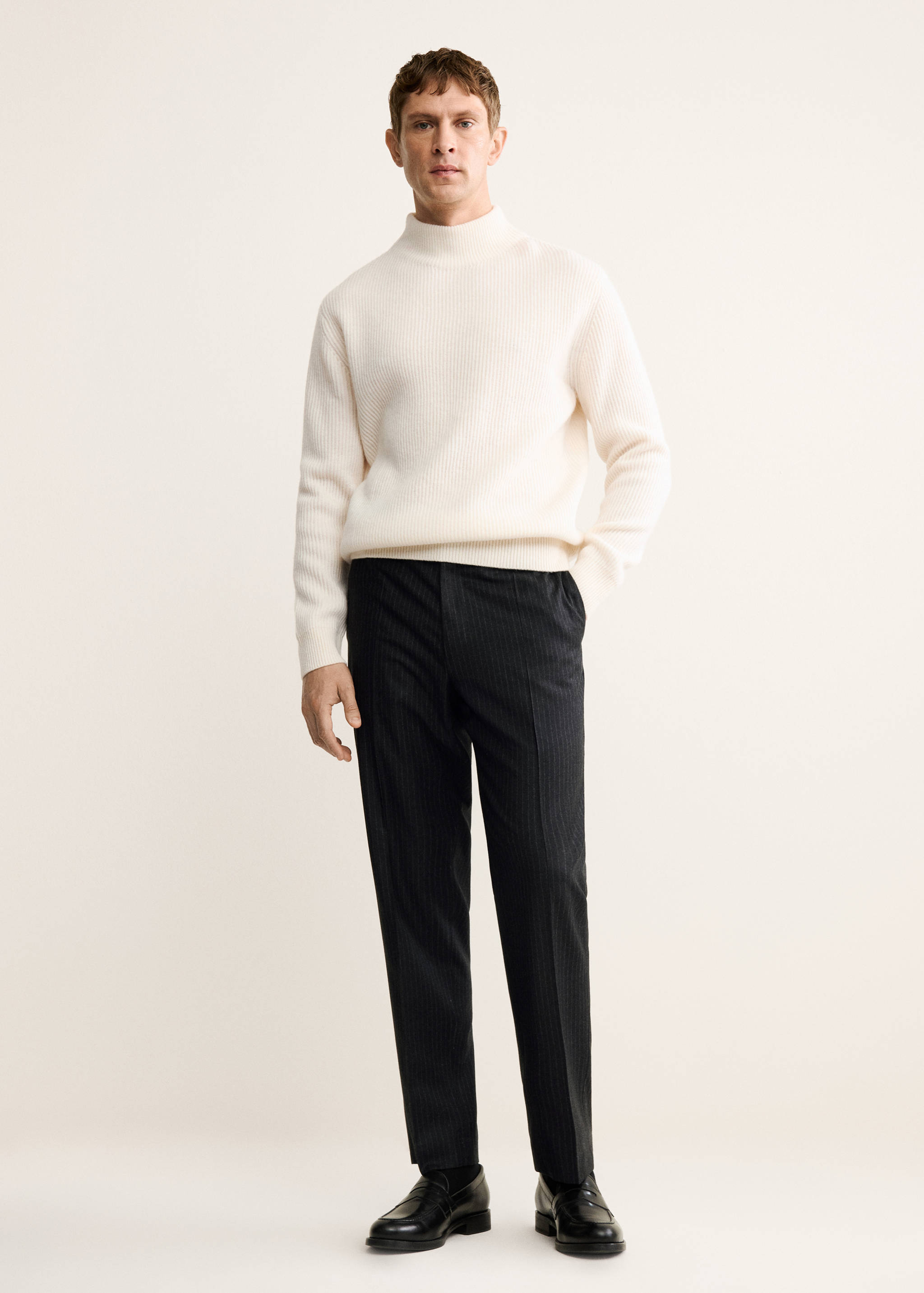 100% virgin wool regular-fit pinstripe trousers - General plane