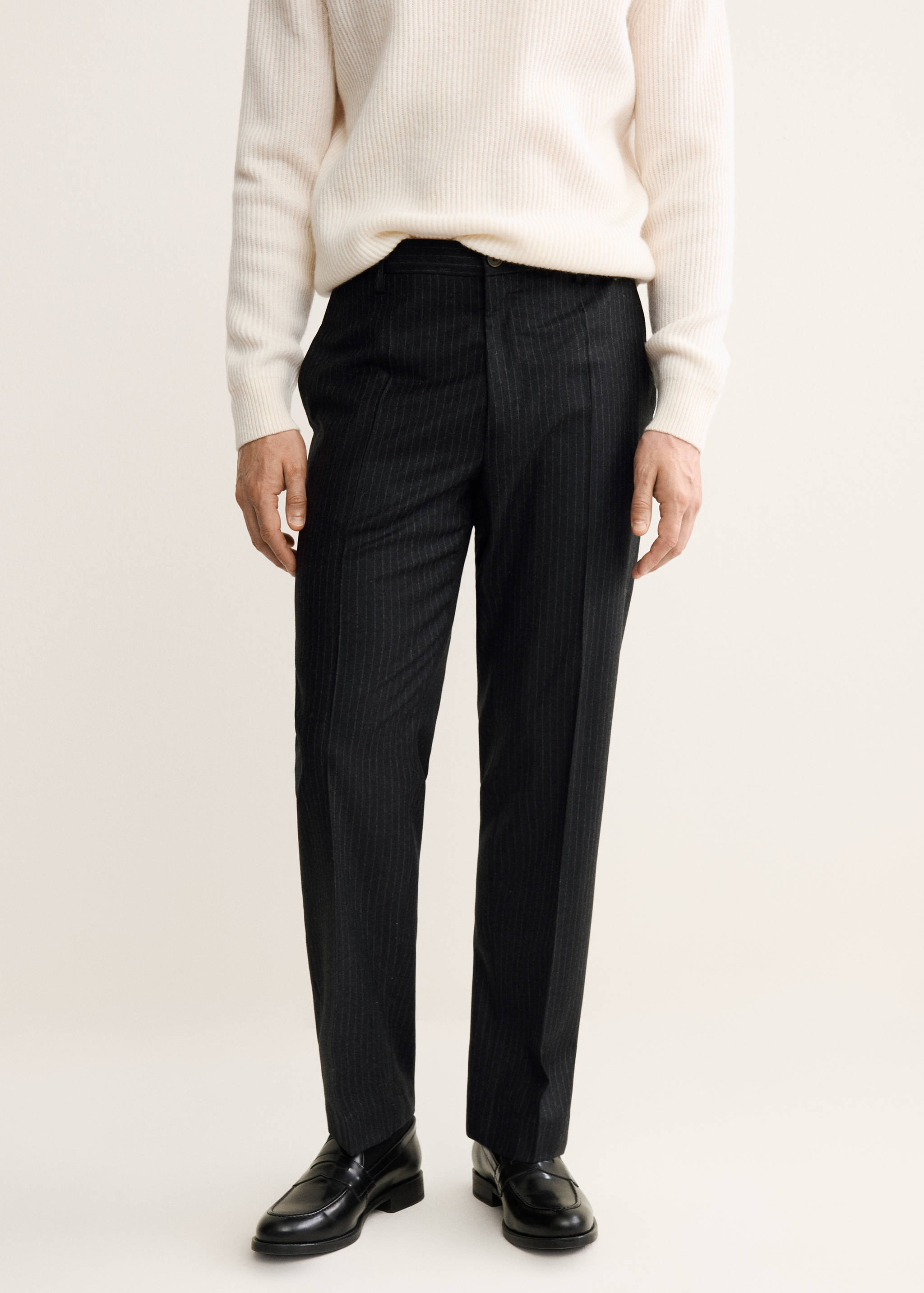 100% virgin wool regular-fit pinstripe trousers - Medium plane