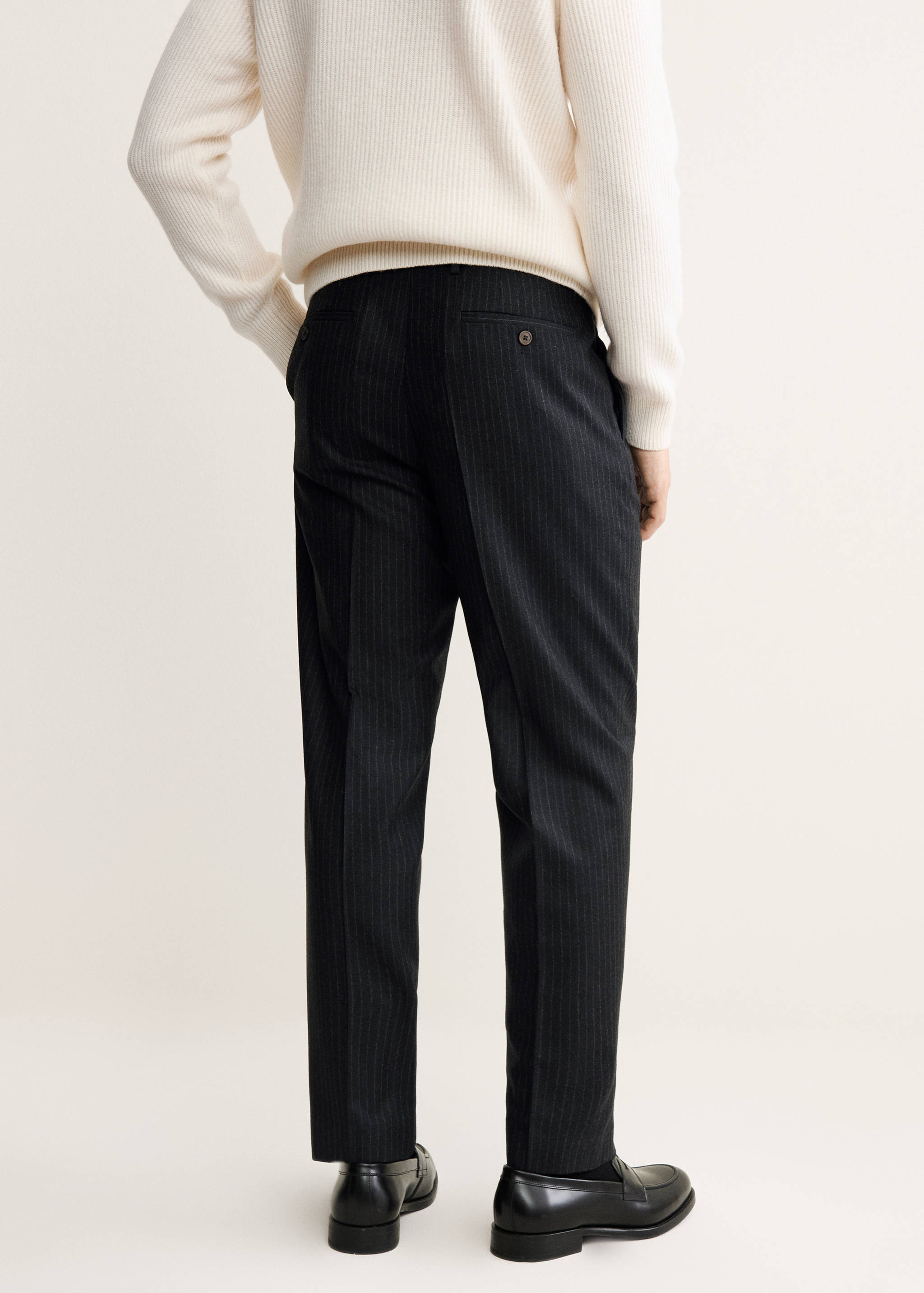 100% virgin wool regular-fit pinstripe trousers - Reverse of the article