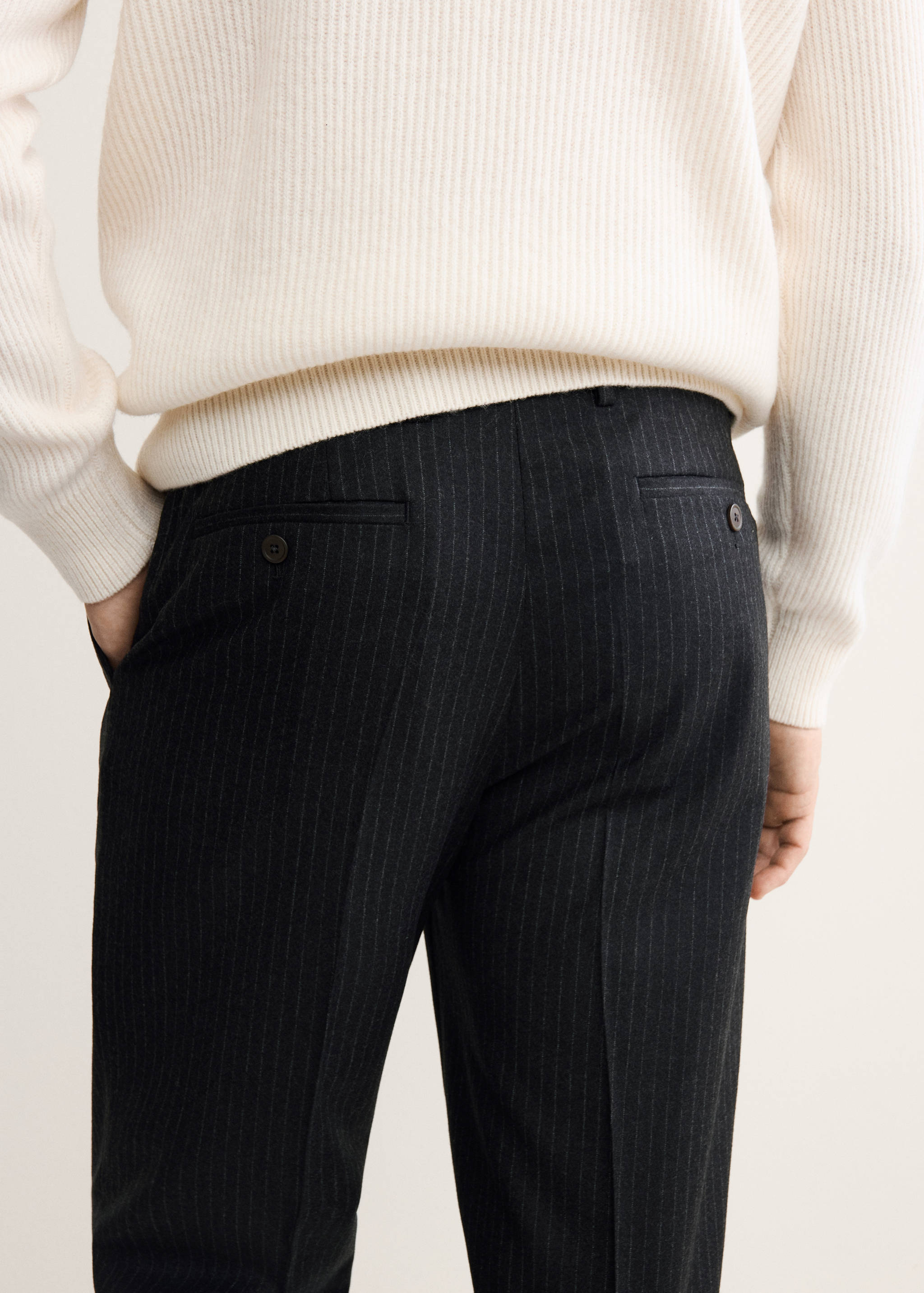 100% virgin wool regular-fit pinstripe trousers - Details of the article 6