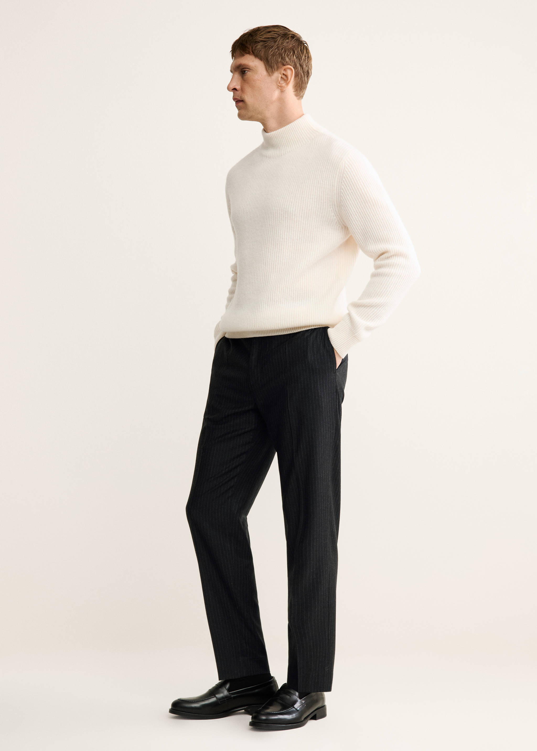 100% virgin wool regular-fit pinstripe trousers - Details of the article 2