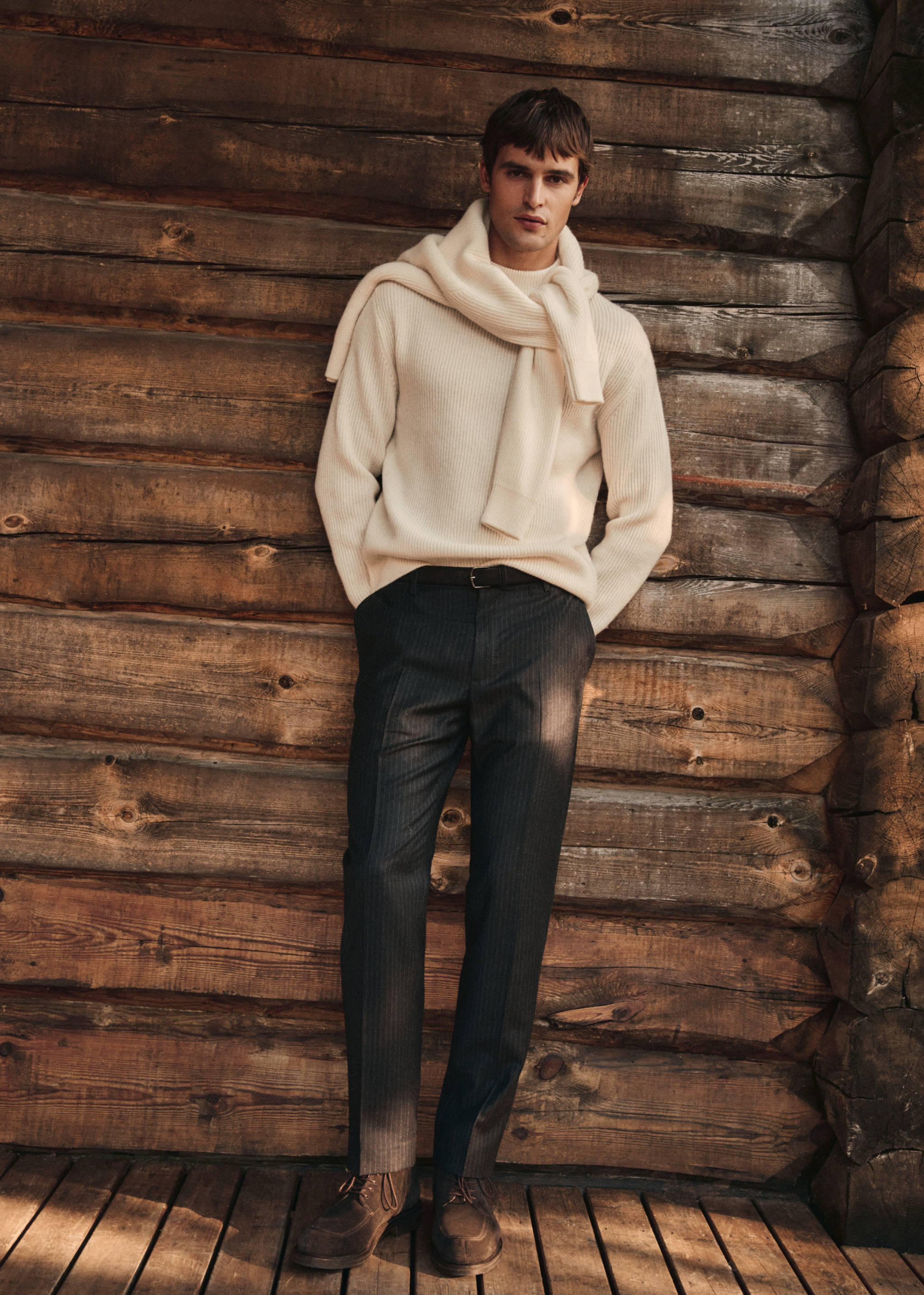 100% virgin wool regular-fit pinstripe trousers - Details of the article 5