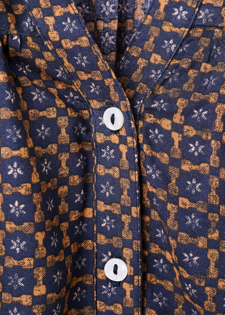 Flowy printed blouse — Dark Navy