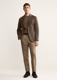Structured slim fit cotton blazer — Caramel 2