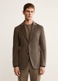 Structured slim fit cotton blazer — Caramel 1