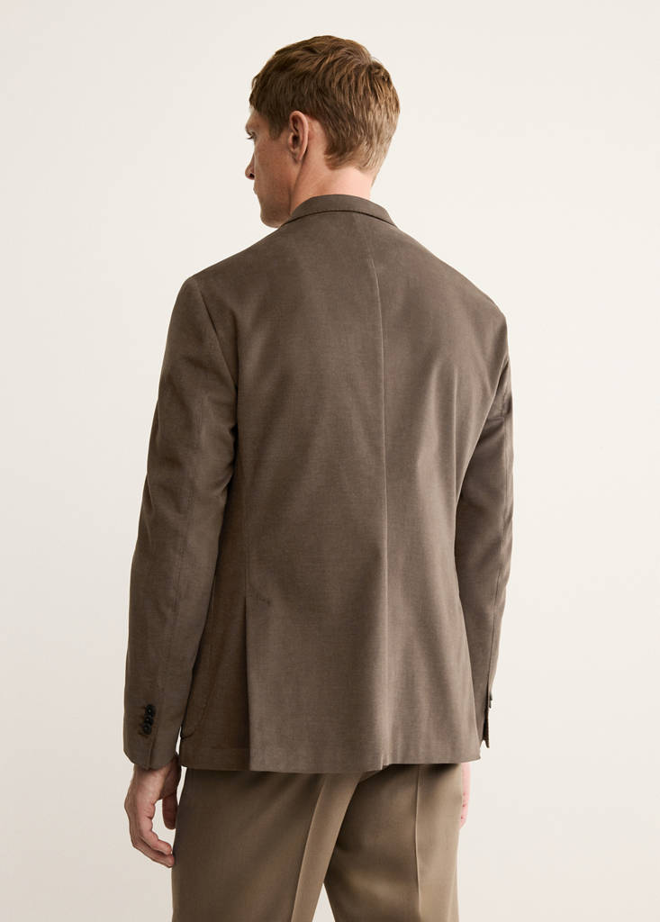 Structured slim fit cotton blazer — Caramel